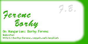 ferenc borhy business card